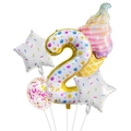 Number 2 donut balloon set with rainbow cone and star balloons for kids birthday party - Donut Number 2 Style