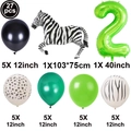 27pcs Jungle Animal Balloon Set with Zebra Foil Balloon and Green Number 2 for Kids Birthday - Jungle Animal Number 2 Set (丛林动物数字套装2)
