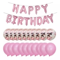 Detail of rose gold Happy Birthday banner balloons with pink confetti latex set - Pink