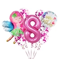 Set di palloncini fata rosa con numero 8 e palloncini con coriandoli per bambina - Fata Lustrini Numero 8