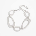Collier minimaliste en argent avec maillons ovales évidés et fermoir réglable - Bracelet à Maillons Ovales / Argent (03067)