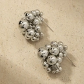 Orecchini a perno con sfere a grappolo in argento lucido dal design moderno elegante - Argento