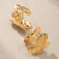 Boucles d'oreilles fleurs exagérées plaquées or 18K avec texture réaliste - Or 18K