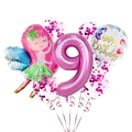 Set palloncini 9 compleanno fata con numero rosa e palloncini con coriandoli - Fata Lustrini Numero 9