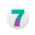 Mermaid theme tinplate birthday badge featuring number 7 with purple fish scale pattern - 58mm One Size / Number 7 Style
