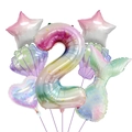 Rainbow mermaid balloon kit with giant number 2, heart, shell, and star for 2nd birthday - Number 2 Style