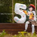 40-inch white number 5 foil balloon with Happy Birthday print for child 5th birthday party - Number 5