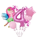 Set palloncini principessa fata rosa con numero quattro per festa di quarto compleanno - Fata Stella Numero 4