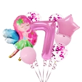 Set palloncini fata rosa per 7 compleanno con numero 7 e stelle in lamina di alluminio - Fata Stella Numero 7