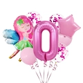 Set di palloncini principessa fata rosa con numero zero in alluminio per compleanno bimba - Fata Stella Numero 0