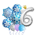 Winter snowflake balloon set with silver number 6 and crown for 6th birthday party decor - Snowflake Crown Number 6
