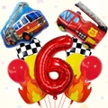 Dettaglio set festa vigili del fuoco 6 anni con palloncini camion e numero 6 - Set Fiamma Vigili del Fuoco 6