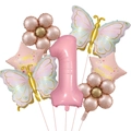 Detailansicht der Schmetterling und Gänseblümchen Ballons für den ersten Geburtstag - Nummer 1 Stil (Schmetterling Metallic Gänseblümchen Set 1)