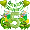 Dinosaur 5th birthday party kit with green number 5 balloon and dinosaur decorations - Dinosaur Theme Age Five Style (6161735630610)