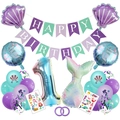Kit déco 1er anniversaire sirène avec ballons coquillage, queue de poisson et bannière fête - US 1