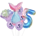 Mermaid birthday balloon set with gradient number 5 and foil tail for party decor - Pink Tail Number Five