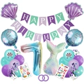 Set anniversaire sirène 7 ans avec ballon chiffre 7 et bannières coquillages - US 7