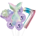 Mermaid birthday party set with gradient tail shell and number 7 balloon kit - Gradient Tail Number Seven