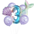 Kit ballons sirène avec chiffre 3 dégradé bleu rose et coquillage en aluminium violet - Chiffre 3 / Violet