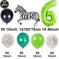 27pcs jungle zebra balloon set with 40-inch green number 6 for kids birthday party - Digit 6 (Jungle Animal Digital Set 6)