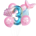 Meerjungfrau-Ballonset mit Zahl 3, Muschel, Schwanz und rosa Latex-Ballons - Rosa Nummer 3 / 7 Stücke