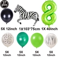 27pcs jungle party balloon set with large zebra foil balloon and green number 8 balloon - Digit 8 (Jungle Animal Digital Set 8)
