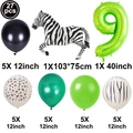 27pcs jungle zebra balloon set with green number 9 and animal print latex balloons - Digit 9 (Jungle Animal Digital Set 9)