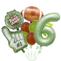 Detail of football party balloon set with Touch Down graphics and number 6 foil balloon - Number 6 Set
