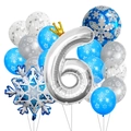 Set di palloncini a tema Frozen con numero 6 argento e palloncini in foil a fiocco di neve - Ghiaccio Neve Corona Numero 6
