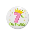 Détail d'un badge en fer-blanc de 58 mm avec le chiffre 7 rose pour les fêtes d'anniversaire - 7ème Anniversaire (7)