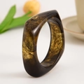Retro tortoise shell acrylic resin bangle with a dark brown sand texture pattern - Dark Green (2503)