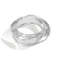 Minimalist clear acrylic bangle with transparent finish and rounded square profile - Clear