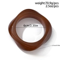 Retro square brown tortoiseshell resin bangle with 6cm inner diameter and 70.9g weight - Dark Coffee