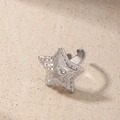 Bague étoile ouverte en argent avec design multicouche et finition polie brillante - Style Étoile à Trois Couches (BK0023) / Argent