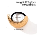 Golden hammer textured metal elastic hair tie with double crescent geometric design - Gold Hammered Crescent Hair Tie (JS0008)