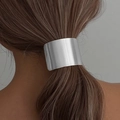 Gepolijste zilveren geometrische metalen paardenstaarthouder haarklem voor dames - Geometrisch Geborstelde Stijl (00614) / Zilver