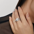 Bague fermeture éclair en argent avec zircons et gravure sur la main - Style Fermeture Éclair Argenté (JZ-18K-BK0030)