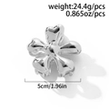Polished silver metal flower hair claw clip, 5cm size with high-gloss finish - Small / Silver