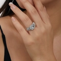 Bague argentée irrégulière au fini lave fondue et design organique moderne élégant - Style Texture Irrégulière Argenté (JZ-18K-BK0013)