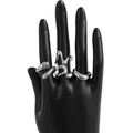 Set di anelli in argento con forme organiche fluide su modello di mano - K Bianco Set di 4 (5012)