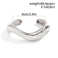Polished silver irregular wave cuff bracelet with 6cm inner diameter and 60.4g weight - Wavy Style (2267-Silver) / Silver