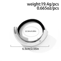 Élastique à cheveux minimaliste avec accessoire semi-circulaire en alliage argenté - Élastique à cheveux demi-rond brillant argenté (BK0018)