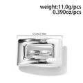 Fermaglio per capelli rettangolare in metallo argento, lunghezza 5,5 cm e peso 11 g - Rettangolare Cavo (0036-Argento)