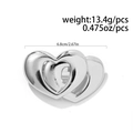 Fermaglio per capelli a cuore argento con finitura lucida e design a doppio cuore - Doppio Cuore Sovrapposto (0038-Argento)