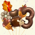 Details des Herbst-Ballonsets mit Igel, Ahornblatt und Eichel für Thanksgiving-Dekoration - Nummer Drei Stil (丰收刺猬套装3)