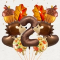 Autumn hedgehog and maple leaf balloon set for harvest festival and birthday decoration - Autumn Hedgehog Style (Digital B)