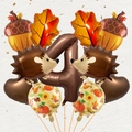 Autumn hedgehog and maple leaf foil balloon set with large number 4 for Thanksgiving - Autumn Hedgehog Style (Digital D)