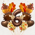 Detail of fall theme balloon kit featuring hedgehog, acorns and maple leaves - Autumn Hedgehog Style (Digital F)