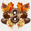 Detailed hedgehog and acorn foil balloon set for 8th birthday autumn theme party decoration - Autumn Hedgehog Style (Digital H)