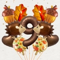 Complete 11pcs autumn balloon set with hedgehog, acorn, and maple leaf decorations - Autumn Hedgehog Set 9